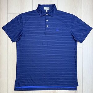 Peter Millar Men's M Summer Comfort Blue Geometric Performance Golf‎ Polo Shirt